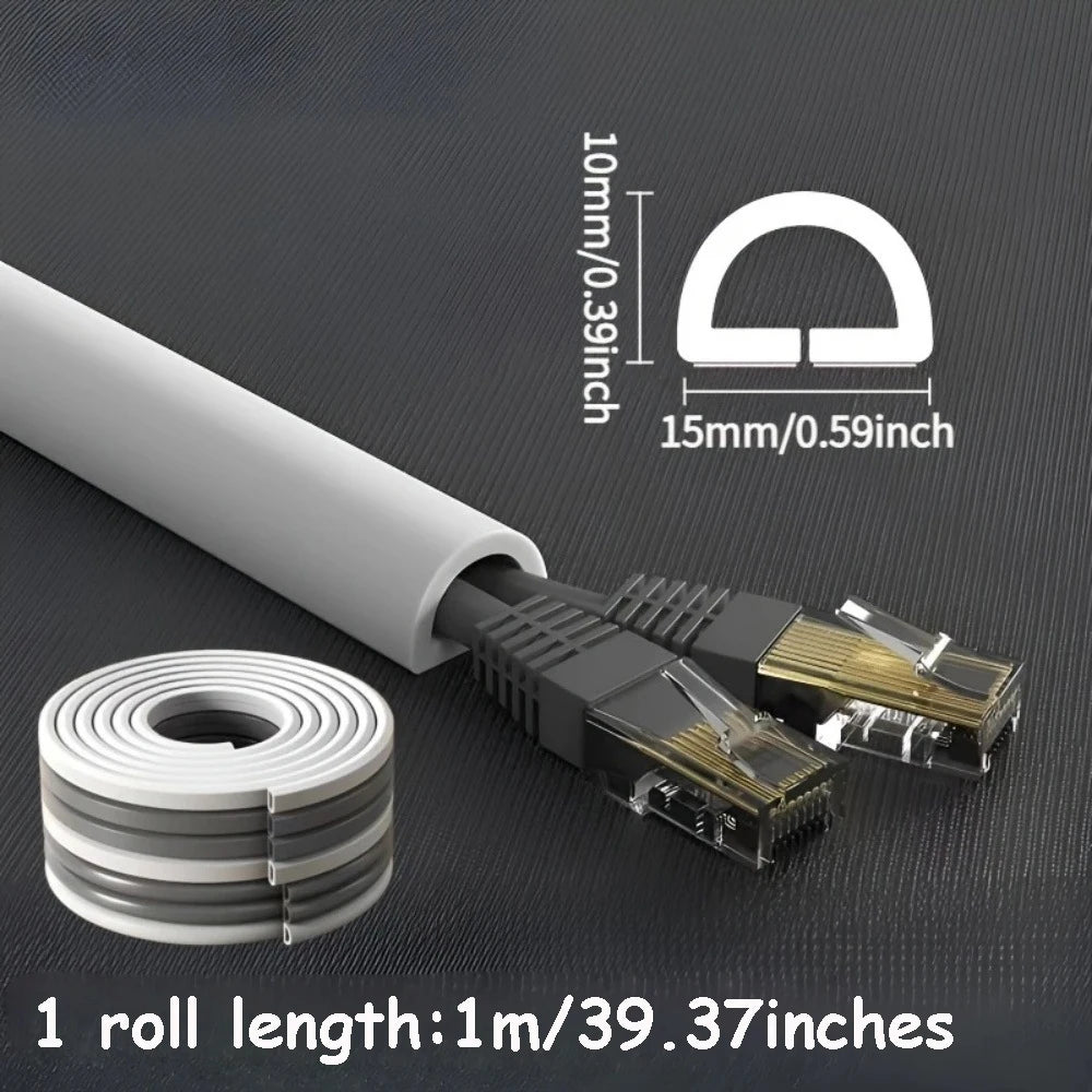 1 Rolle langer, selbstklebender Kabelschutz, Kabelabdeckung für Kabel an Wänden, Böden, aus PVC-Material, einfache Installation