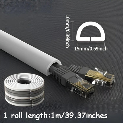 1 Rolle langer, selbstklebender Kabelschutz, Kabelabdeckung für Kabel an Wänden, Böden, aus PVC-Material, einfache Installation