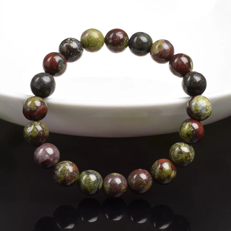 Natürliches Drachenblutstein-Armband aus echten Natursteinen, Perlenarmbänder, Edelsteine, Schmuck für Damen und Herren, echter Blutstein-Jaspis