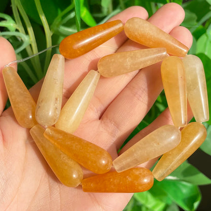 2 Stück natürlicher Wassertropfen aus echtem Stein, Indien-Achate, Labradorit, Tigerauge, Chalcedon, lose Perlen für Schmuckherstellung, DIY-Armband