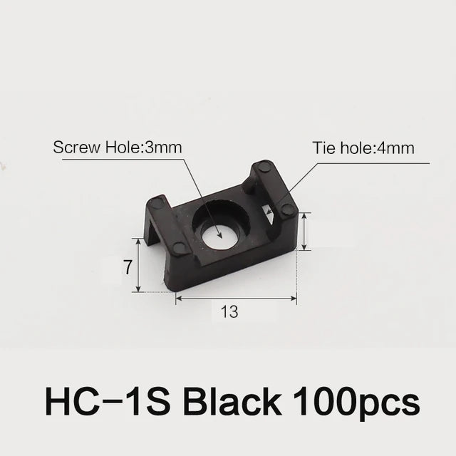 100 Stück Kabelbinder-Halterung, Kabelbefestigungssattel, Kabelklemme, Kabelorganisator, Drahtclip-Halter mit Schraubenlöchern HC-1 HC-2 HC-4