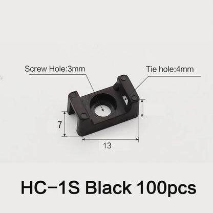 100 Stück Kabelbinder-Halterung, Kabelbefestigungssattel, Kabelklemme, Kabelorganisator, Drahtclip-Halter mit Schraubenlöchern HC-1 HC-2 HC-4
