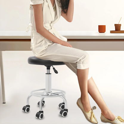 360 °   Drehbarer Barhocker, Bürohocker mit Rollen, Drehstuhl Höhenverstellbar 45-57 cm, Tragfähigkeit 150 kg