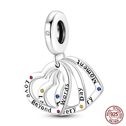 Fit 925 Original Armband 100 % 925 Sterling Silber Glänzende Bunte Zirkon Herz Charms Perlen Exquisite DIY Schmuck Geschenk