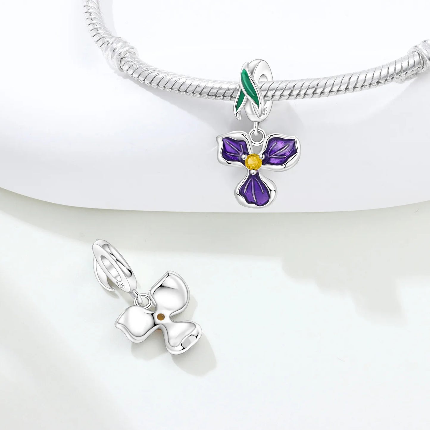 Lila Serie 925 Sterling Silber Maiglöckchen Rose Meerjungfrau Hexenhut Charm Passend für DIY Armband Halskette Charmante Geschenke