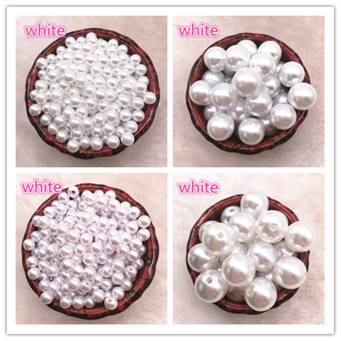 NEUE 6mm-16mm Gerade Löcher/Kein Loch Weiß Elfenbein Runde Imitation Kunststoff Perle Spacer Lose perlen Für Schmuck Zubehör Perlen