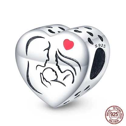 Charms aus 925er-Sterlingsilber, romantische Herz-Serie, Perlen, passend für Qikaola 925 Original-Armbänder, DIY-Schmuck zum Muttertag, Geschenke