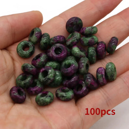 Großhandel 100 Stück Natursteinperlen, großes Loch, Abacus-Form, Agts-Steinperlen für die Herstellung von Schmuck, Halsketten, Loch 4 mm, Größe 5 x 10 mm