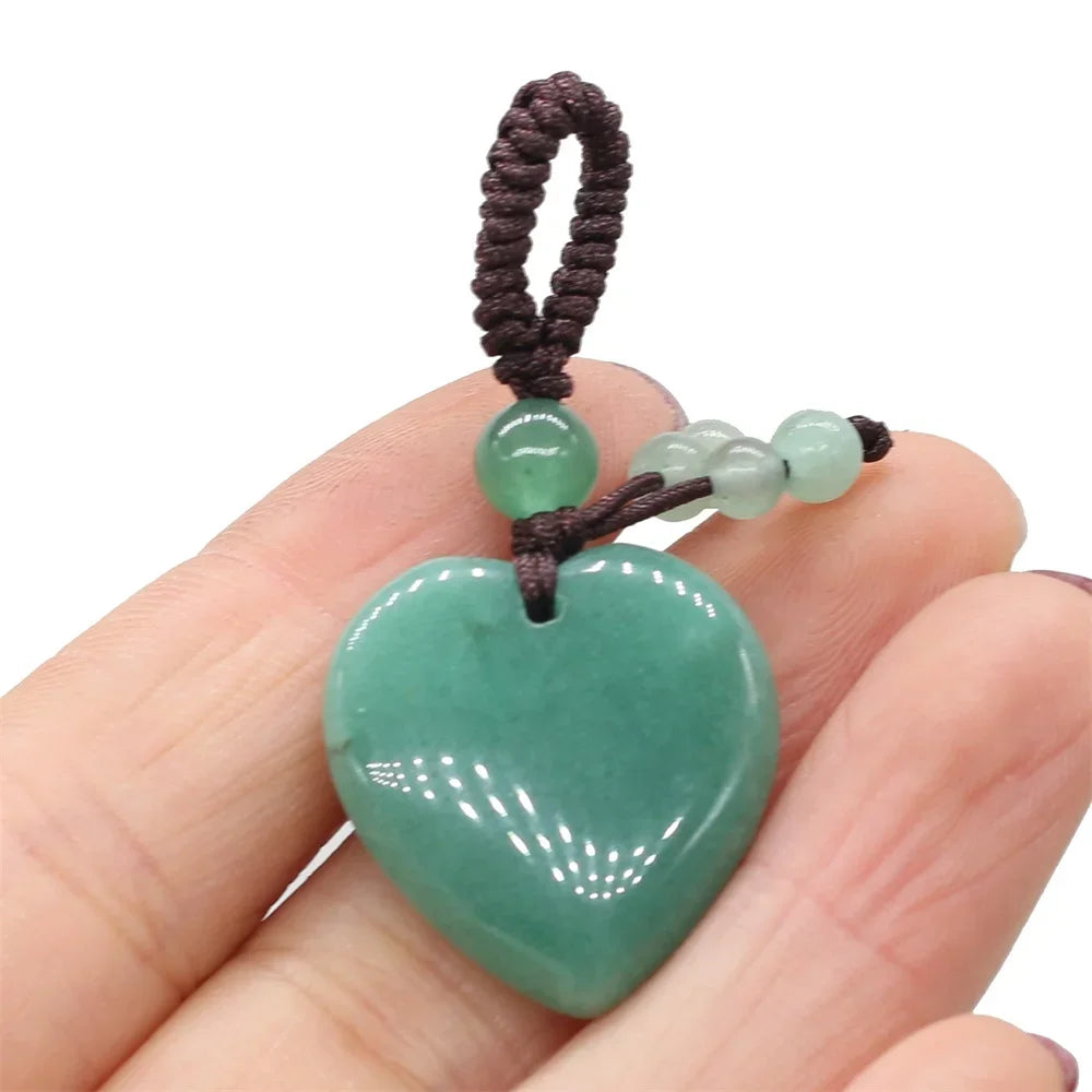 Natürliche Stein Keychain Charms Herz Rot Achate Amethysten Opal Anhänger für Schmuck Machen Halskette Keychain Geschenk