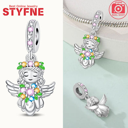 Neue Silber 925 Engel Skulptur Charms Herz Perlen Fit Original Armband für Frauen Schmuck Party Perlen DIY Edlen Schmuck Geschenke