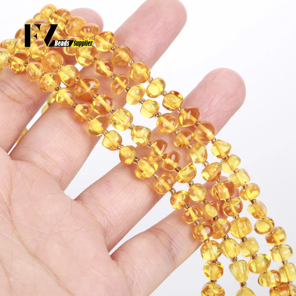 Naturstein Bernstein Runde unregelmäßige Rondelle Edelstein lose Perlen facettierte lose Perlen für Schmuckherstellung DIY Armband handgefertigt