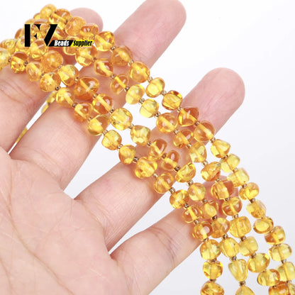 Naturstein Bernstein Runde unregelmäßige Rondelle Edelstein lose Perlen facettierte lose Perlen für Schmuckherstellung DIY Armband handgefertigt
