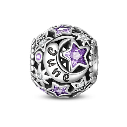 Heißer Verkauf 925er Sterlingsilber, Geburtsstein Juni, Herzperlen und Sonne und Mond, Medaillenanhänger, passend für Armband-Halskette, exquisite Geschenke
