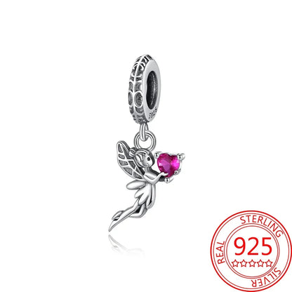 Exquisiter kleiner Affe aus 925er-Sterlingsilber, umarmender roter Herz-Anhänger, passend für Armbänder, Halsketten, Party-Paarung mit handgefertigten Geschenken