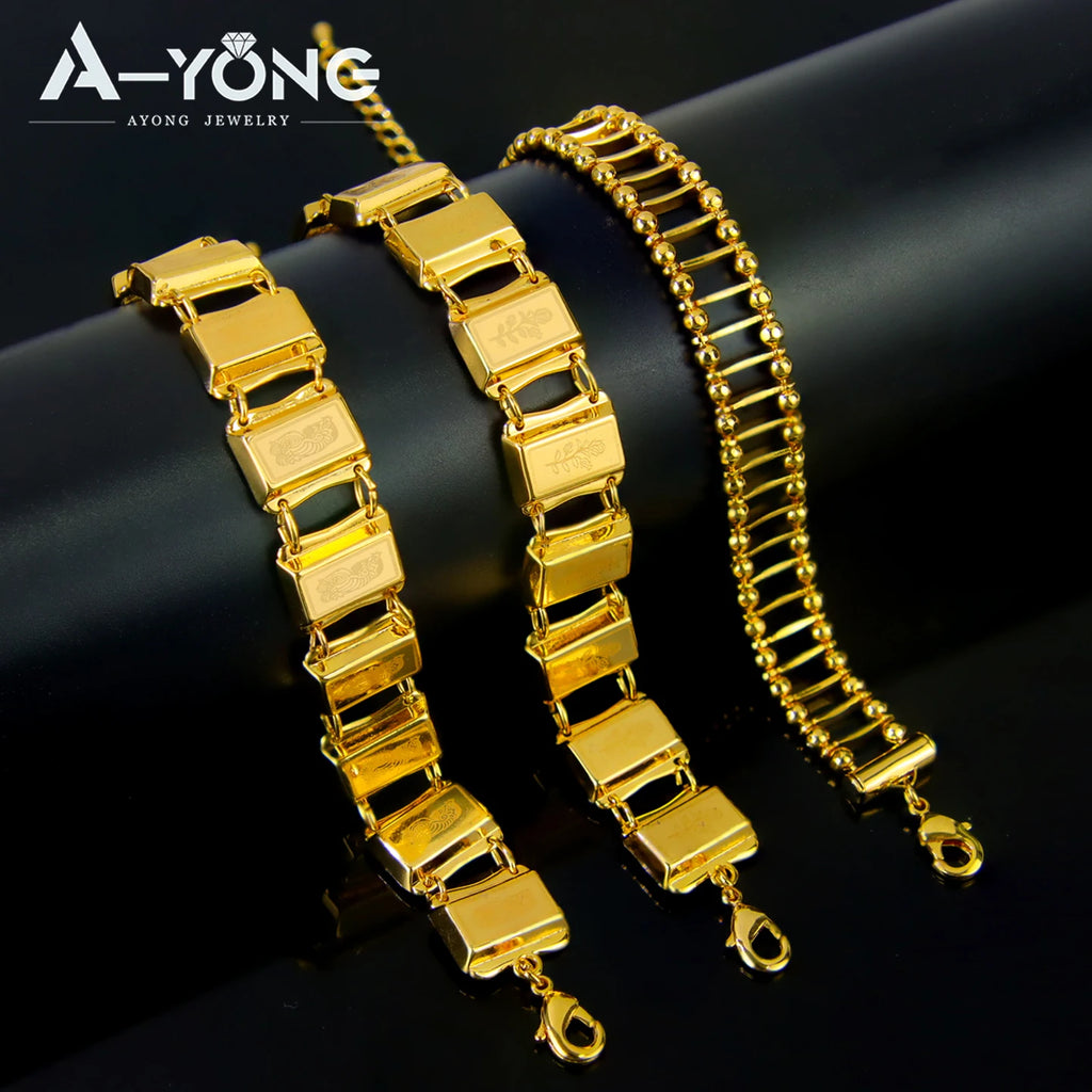 Dubai Mode Geometrische Armband 21k Gold Überzogene Arabisch Muslimischen Braut Manschette Armreifen Türkische Frauen Vintage Hochzeit Schmuck