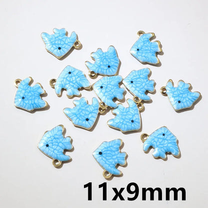 20 Stück 11x9mm Edelstahl Fisch Emaille Charms Anhänger Edelstahl DIY Schmuck Herstellung Zubehör Ergebnisse