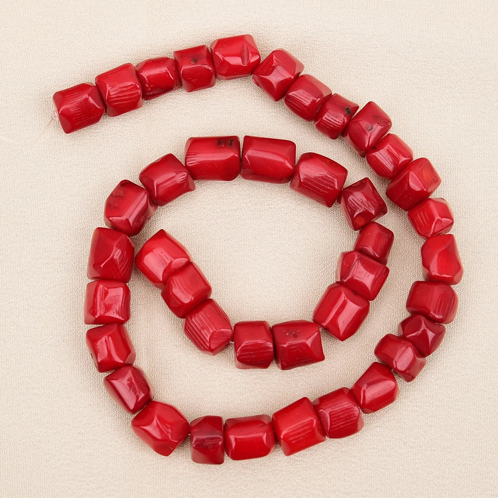 Apdgg eine natürliche Freiheit unregelmäßiges Rad rote Koralle Edelsteine Stein lose Perlen 15.5 ''Stränge Schmuck machen DIY
