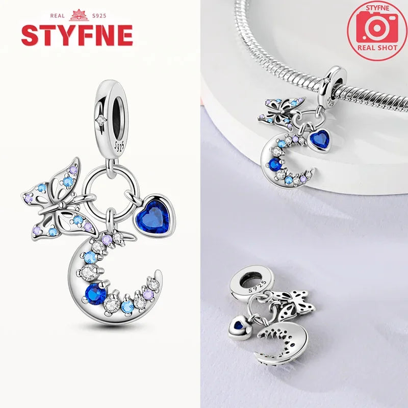 Neue Silber 925 Blaue Libelle Schmetterling Charms Perlen Fit Original Armband für Frauen DIY Edlen Schmuck Zubehör Perlen Geschenke