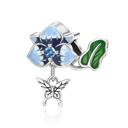 Bunter Schmetterlingsanhänger aus 925er-Sterlingsilber mit Blumen, Perlen, Käfer und Marienkäfer, passend für Armbänder, exquisite Anhänger-Geschenke