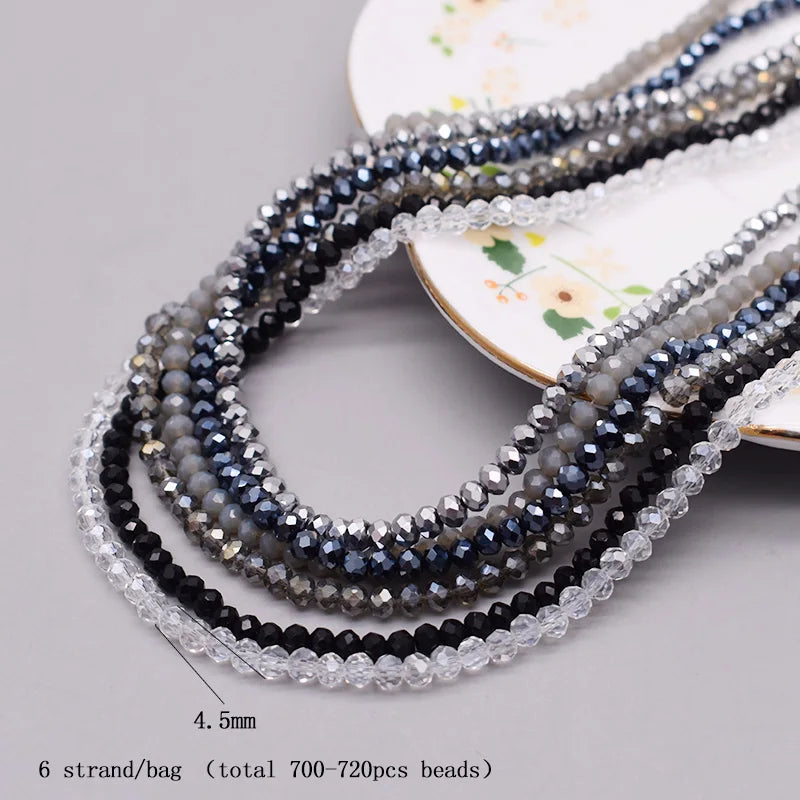 4 mm Farbschema, 6 Stränge/Beutel, Rondelle-Kristallglasperlen, facettierte lose Distanzperlen für Schmuckherstellung, Schmuck, DIY-Halskette