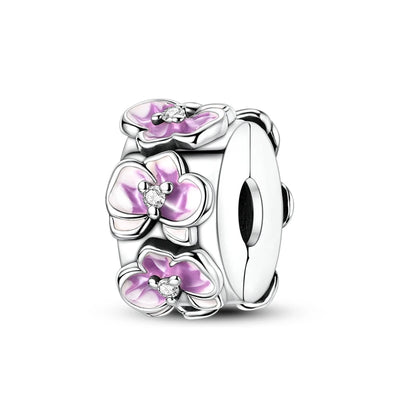 Lucky Clover Clip Charms 925 Sterling Silber Original Black Cat Stopper Clamp Silikon Spacer Charm für DIY Schmuck Armband