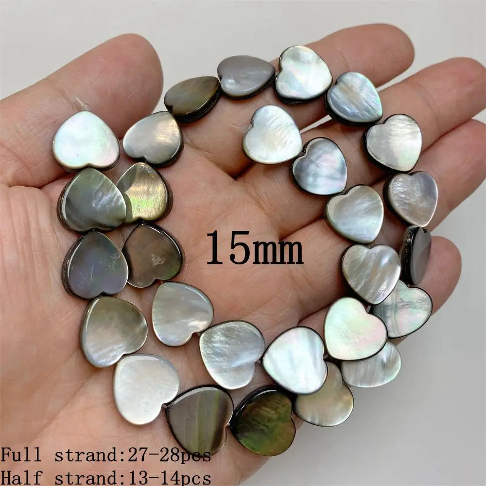 Natürliche graue schwarze Muschelperlen, rund, quadratisch, Perlmutt-Muschelperlen für die Schmuckherstellung, DIY-Charm, Halskette, Armband, Ohrringe