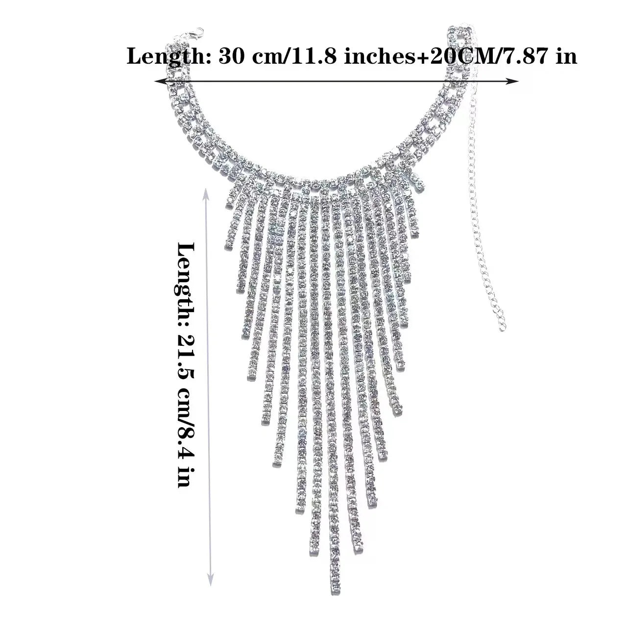 Modische lange Quasten-Anhänger-Halskette für Damen, Party, Abendessen, sexy weißer Strass-Halsband, grenzüberschreitend, beliebt, leuchtend, U-förmig