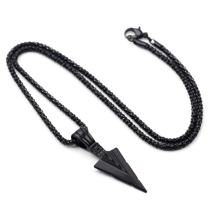 2022 silber Farbe Retro Persönlichkeit Schwarz Dreieck Pfeilspitze Halskette Anhänger Nische Stil Punk Schmuck Party Geschenk Für Männer Und Wo