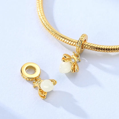 Original-Charm-Perlen aus 925er-Sterlingsilber, leuchtender, leuchtender Glühwürmchen-Schmetterlings-Anhänger für Armband-Charm-Schmuck