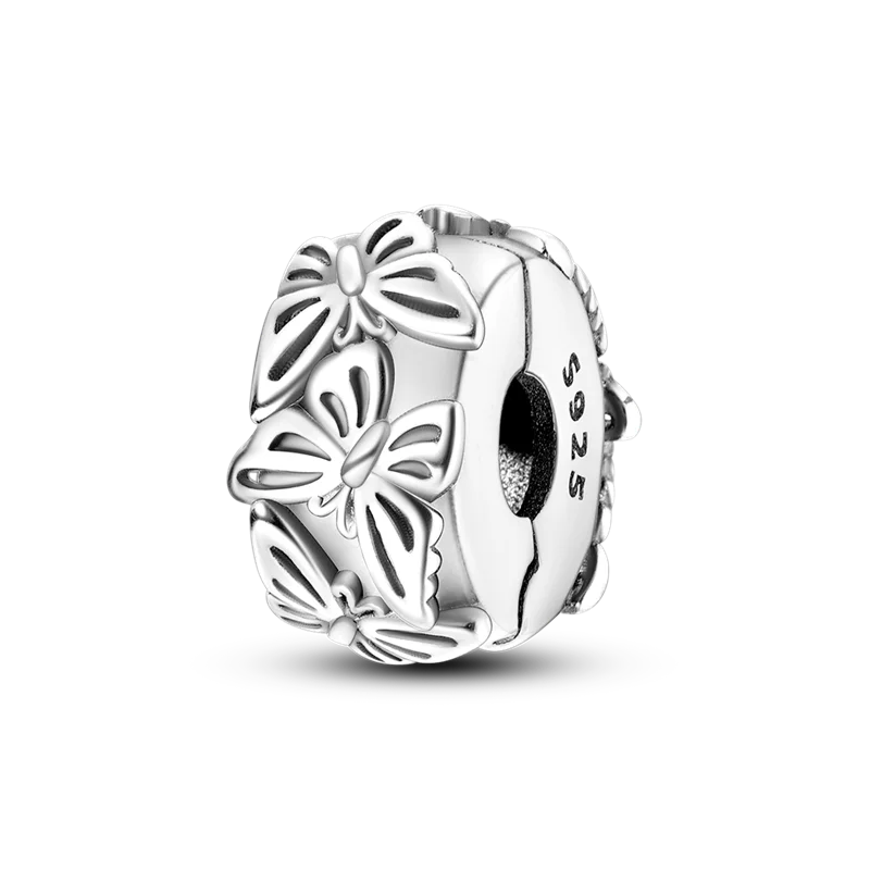 Silberverschluss, 925er-Sterlingsilber, CZ-Pflaster-Clip-Charms, Gänseblümchen-Perlen, Stopper, Sicherheitskette, passend für Original-Armreif, Schmuck-Clip