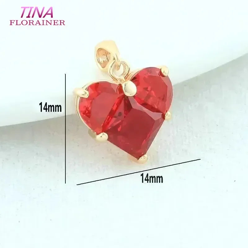 3PCS 14MM 14K Gold Farbe Messing mit Zirkon Herz Halskette Charms Anhänger Ohrringe Schmuck Machen Liefert Zubehör