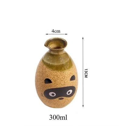 Japanisches Sake Pot Kit Handbemalt Zibet Katze Shochu Cup Set Retro Wein Keramik Zwei Tassen Barzubehör für Geschenk Bar Sets Zubehör