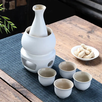 Keramik Sake Set Tassen mit wärmer halten Sake Lagerung Geschenk box, traditionelle Porzellan Keramik heißes Saki Getränk