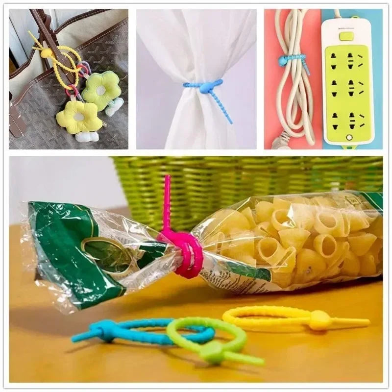 30PCS Silikon Wiederverwendbare Kabel Draht Organizer Wickler Lagerung Halter Tasche Krawatten Kabel Tasche Clip Lebensmittel Saver Kopfhörer Linie Ordentlich clips