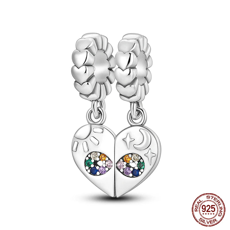 Charms aus 925er-Sterlingsilber, romantische Herz-Serie, Perlen, passend für Qikaola 925 Original-Armbänder, DIY-Schmuck zum Muttertag, Geschenke