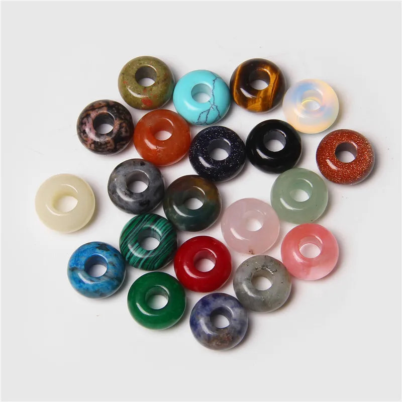Natürliche Stein Große Loch Perle Anhänger Abacus Form Schmuck Zubehör Natürliche Quarz Jade Opal Charme Für Die Herstellung DIY Ohrring