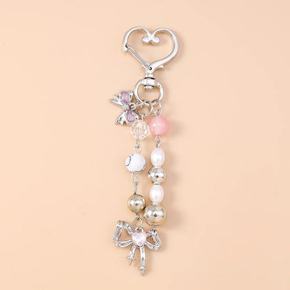 Aihua süße Y2K Metall Perle Liebe Herz Schleife Schlüsselanhänger für Frauen Mädchen Handtasche Anhänger DIY Schlüsselanhänger handgemachte Schmuck Geschenke