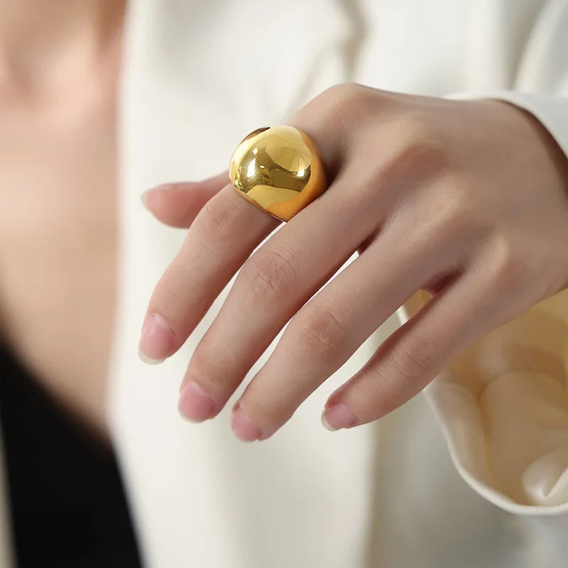 Mode Frauen Edelstahl Ring Oval Weibliche Luxus Ring Punk Zubehör Ästhetik Schmuck Party Geschenk Großhandel