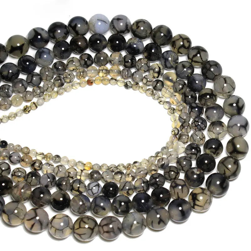 Großhandel Schwarz Onyx Achat Runde Naturstein Perlen Für Schmuck Machen DIY Armband Halskette Charms 4/6/8/10/12/mm Strang 15''