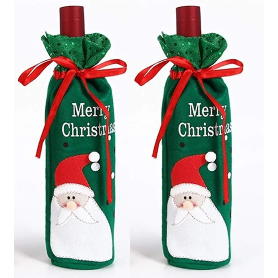 2025, Frohe Weihnachten, Tischdekoration für Zuhause, Weihnachtsmann, Smowman, Champagner, Weinflaschen-Abdeckungshalter, auch für Kinder, Geschenktüte