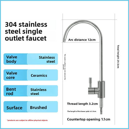 Wasserhahn aus Edelstahl 304, 1/4 Zoll Küchenarmatur, großes, gebogenes, gerades Trinkwasserhahn-Zubehör.