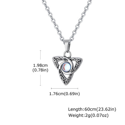 Vnox Vintage Celtic Knot Pendant Necklaces with Moonstone Inlay for Men and Women, Witch Knot Collar Jewelry with Box Chain