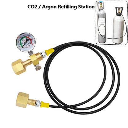 Nachfüllstation-Ladeadapter übertragen Stickstoff-Argon-CO2 von 40L-Flasche auf kleine Schweißtanks G5/8, W21.8-14, CGA320