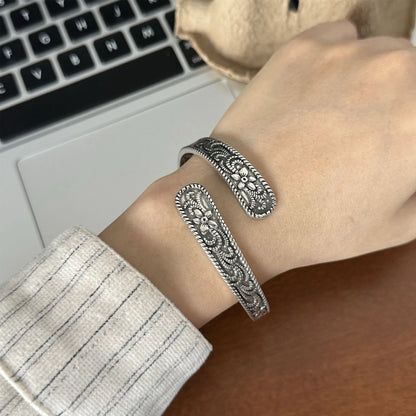 Neue Ankunft Vintage Carving Blume Thai Silber Damen Armreif Promotion Schmuck Für Weihnachtsgeschenke Nie Verblassen