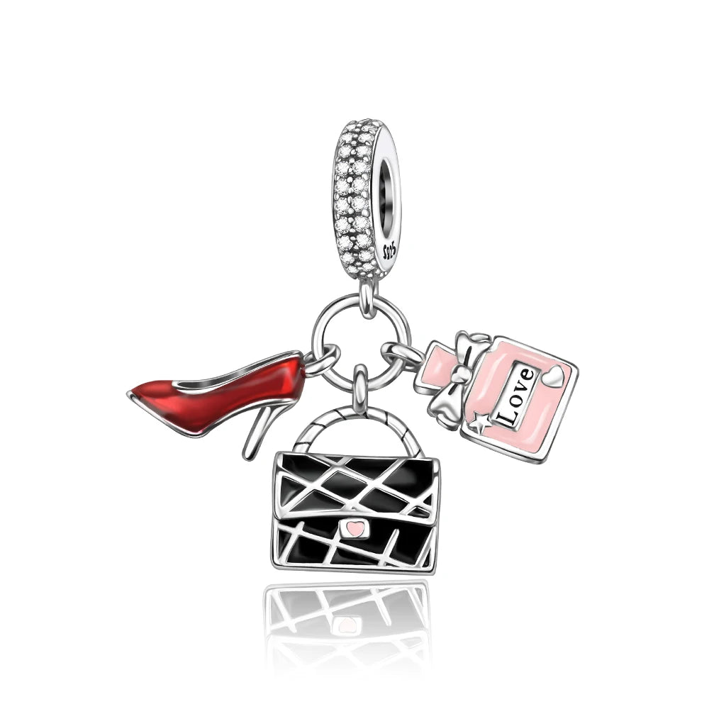 Heißer Verkauf 925er Sterlingsilber, niedliche Panda-Perlen und Pinguin-Anhänger, passend für Schlangenarmband, Boutique-Halskette, schwarzer Anhänger, Geschenk