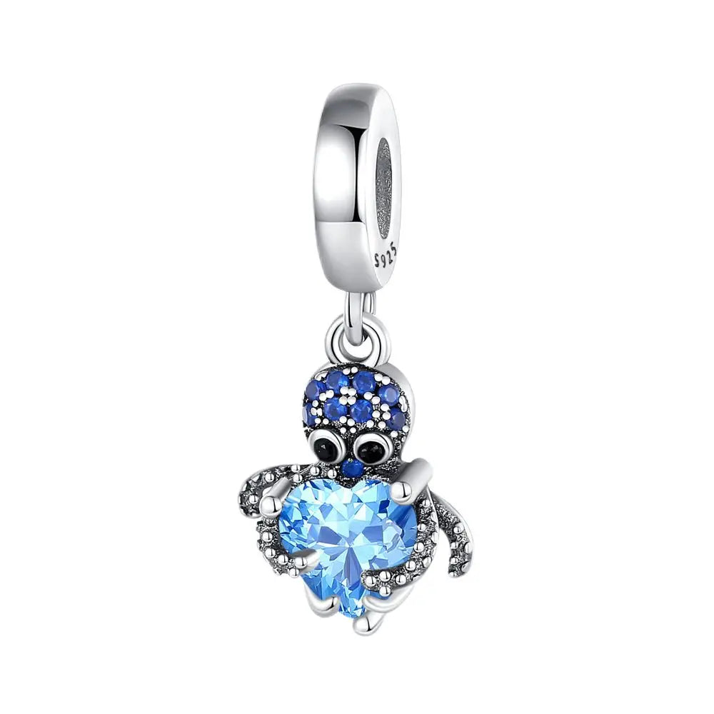 Beliebter Charm-Anhänger aus 925er-Sterlingsilber mit Delfin, sicherer Kette, Muschel und Qualle, passend für Armbänder, exquisites Strandparty-Geschenk