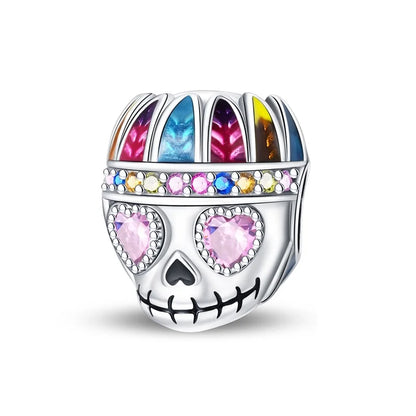 Atemberaubender Geisterrosen-Perlen aus 925er-Sterlingsilber und Spinnen-Seidenschädel-Anhänger, passend für Armbänder, Halloween-Anhänger, Accessoires, Geschenke