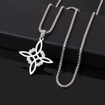 YILUOCD Vintage Hexenknoten Anhänger Halsketten Hexerei Wicca Schutz Amulett Schmuck Silber Farbe Celtics Talisman