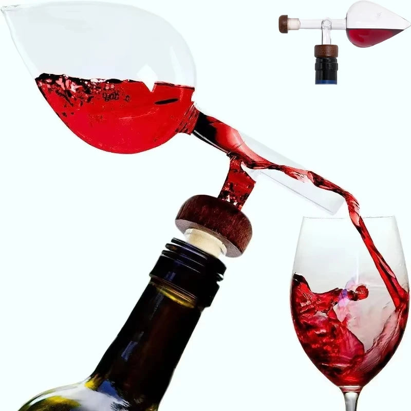 UNTIOR Rotwein-Belüfter, tragbar, rund/pfirsichförmig, transparent, schneller Dekanterauslauf, Glas-Bar-Ernüchungsgerät für Strandtisch
