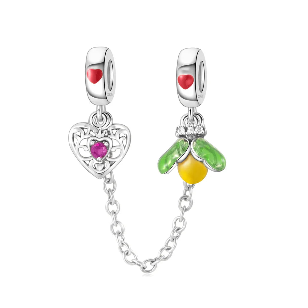 Niedlicher Raupenperlen aus 925er-Sterlingsilber, Schnecke und Bienen, vierblättriges Kleeblatt, baumelnder Charm, passend für Armbänder, bunte Anhänger-Geschenke
